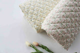 Ribbon Lace Flower Cotton 30s Stripe & Diamond Grid Quilted Fabric made in Korea by the Yard 36" x 57" or 90 x 145cm