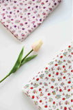 Strawberry Flower 30s Cotton Fabric printed in Korea 36" x 57" 90cm x 145cm by the Yard