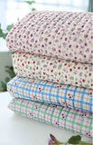 Strawberry Ribbon & Check Cherry Cotton 30s Stripe Quilted Fabric made in Korea by the Yard 36" x 57" or 90 x 145cm
