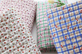 Strawberry Ribbon & Check Cherry Cotton 30s Stripe Quilted Fabric made in Korea by the Yard 36" x 57" or 90 x 145cm