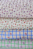 Strawberry Ribbon & Check Cherry Cotton 30s Stripe Quilted Fabric made in Korea by the Yard 36" x 57" or 90 x 145cm