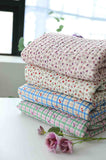 Strawberry Ribbon & Check Cherry Cotton 30s Stripe Quilted Fabric made in Korea by the Yard 36" x 57" or 90 x 145cm