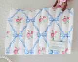 Ribbon Rose Flower Stripe Cotton 30s Quilted Fabric made in Korea by the Yard 36" x 57" or 90 x 145cm