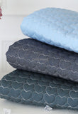 Denim Heart Patterned Quilted Cotton Blue Color Fabric made in Korea by the Half Yard 18" x 59" or 45 x 150cm