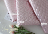Pink Glitter Stripe Diamond Heart Patterned Quilted Nubi Polyester Fabric made in Korea by the Half Yard 18" x 59" or 45 x 150cm
