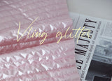 Pink Glitter Stripe Diamond Heart Patterned Quilted Nubi Polyester Fabric made in Korea by the Half Yard 18" x 59" or 45 x 150cm