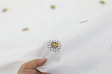 Smile Flower Embroidery Patterned Bio-Washed Muslin Fabric made in Korea by the Half Yard 45 x 150cm or 18" x 59"