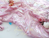 Ribbon Embroidery Aurora Glitter Quilted Polyester Fabric made in Korea by the Half Yard 18" x 59" or 45 x 150cm