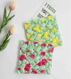 Rose Tulip Heart Cotton 30s Heart Quilted Fabric made in Korea by the Yard 36" x 57" or 90 x 145cm