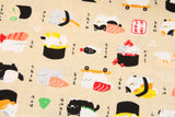 Osushi Neko Sushi Cat Pattern Dobby Fabric Japanese Fabric by the Half Yard