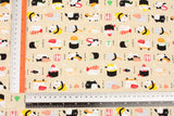 Osushi Neko Sushi Cat Pattern Dobby Fabric Japanese Fabric by the Half Yard