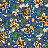 Korean Traditional Art Folk Painting Derpy Tiger Magpie Patterned Cotton Fabric made in Korea by the Half Yard