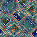 Korean Traditional Bandana Style 10 symbols of Longevity Patterned Cotton Fabric made in Korea by the Half Yard