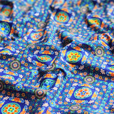 Korean Traditional Bandana Style Dancheong Patterned Cotton Fabric made in Korea by the Half Yard