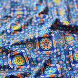 Korean Traditional Bandana Style Dancheong Patterned Cotton Fabric made in Korea by the Half Yard