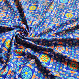 Korean Traditional Bandana Style Dancheong Patterned Cotton Fabric made in Korea by the Half Yard