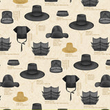 Korean Traditional Hat "Gat" Patterned Cotton Fabric made in Korea by the Half Yard