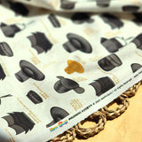 Korean Traditional Hat "Gat" Patterned Cotton Fabric made in Korea by the Half Yard