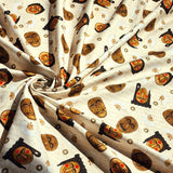 Korean Traditional Mask "Tal" Patterned Cotton Fabric made in Korea by the Half Yard