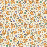 Korean Traditional Cute Baby Derpy Tiger & Magpie Patterned Cotton Fabric made in Korea by the Half Yard