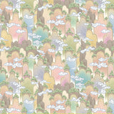Korean Traditional Colorful Landscape Painting Patterned Cotton Fabric made in Korea by the Half Yard