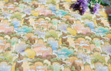 Korean Traditional Colorful Landscape Painting Patterned Cotton Fabric made in Korea by the Half Yard