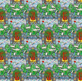 Korean Traditional Stained Glass Style Ten symbols of Longevity Patterned Cotton Fabric made in Korea by the Half Yard