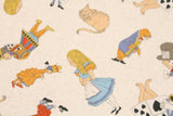 Alice in Wonderland Alice & Friends Cotton Linen Canvas Fabric printed in Japan by the Half Yard