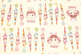 Milky Peko Chan Parasol Chocolate Character Fabric printed in Japan by the Half Yard