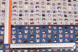 Japan Cat Kitten Face Illustrated Guide Patterned Japanese Oxford Fabric by the Half Yard