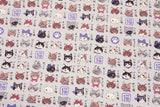 Japan Cat Kitten Face Illustrated Guide Patterned Japanese Oxford Fabric by the Half Yard