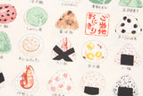 Japan Rice Ball Onigiri Pictorial Patterned Japanese Oxford Fabric by the Half Yard