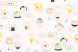Japan Rice Ball Onigiri Family Patterned Japanese Oxford Fabric by the Half Yard