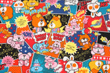 SWIMMER Animal Cartoon Style Pattern Fabric Japanese Fabric by the Half Yard