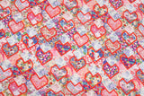 Liberty Tana Lawn Sanrio Hello Kitty Heart Patch Fabric printed in Japan FQ 45cm by 53cm or 18" by 21"