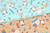 Sanrio Pochacco Retro Street Oxford Licensed Fabric printed in Japan by the Half Yard