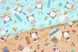 Sanrio Pochacco Retro Street Oxford Licensed Fabric printed in Japan by the Half Yard