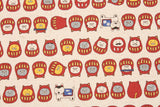 Kobayashi Cat Daruma Patterned Japanese Fabric by the Half Yard