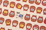 Kobayashi Cat Daruma Patterned Japanese Fabric by the Half Yard