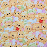 餅乾棕色泰迪熊圖案 40 年代面料韓國原廠製造 36 英寸 x 58 英寸或 90 x 145 厘米