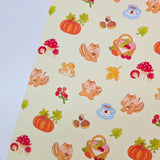 Squirrel Fruits Full Days Patterned 40s Fabric made in Korea by the Yard 36" x 58" or 90 x 145cm