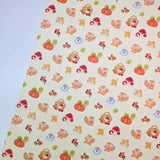 Squirrel Fruits Full Days Patterned 40s Fabric made in Korea by the Yard 36" x 58" or 90 x 145cm