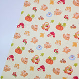 Squirrel Fruits Full Days Patterned 40s Fabric made in Korea by the Yard 36" x 58" or 90 x 145cm