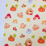 Squirrel Fruits Full Days Patterned 40s Fabric made in Korea by the Yard 36" x 58" or 90 x 145cm