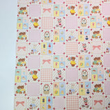 草莓熊兔圖案 40 年代韓國原廠製造面料 36 英寸 x 58 英寸或 90 x 145 厘米