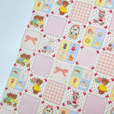 草莓熊兔圖案 40 年代韓國原廠製造面料 36 英寸 x 58 英寸或 90 x 145 厘米