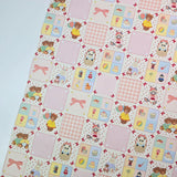 草莓熊兔圖案 40 年代韓國原廠製造面料 36 英寸 x 58 英寸或 90 x 145 厘米