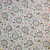 Rabbit in Flower Circlet Patterned 40s Fabric made in Korea by the Yard 36" x 58" or 90 x 145cm