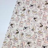 チェリードッグパピー柄 40年代生地 韓国製 ヤード単位 36インチ x 58インチまたは90 x 145cm