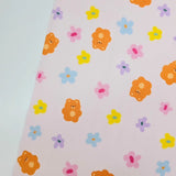 Cute Bear Like Flower Floral Patterned 40s Fabric made in Korea by the Yard 36" x 58" or 90 x 145cm